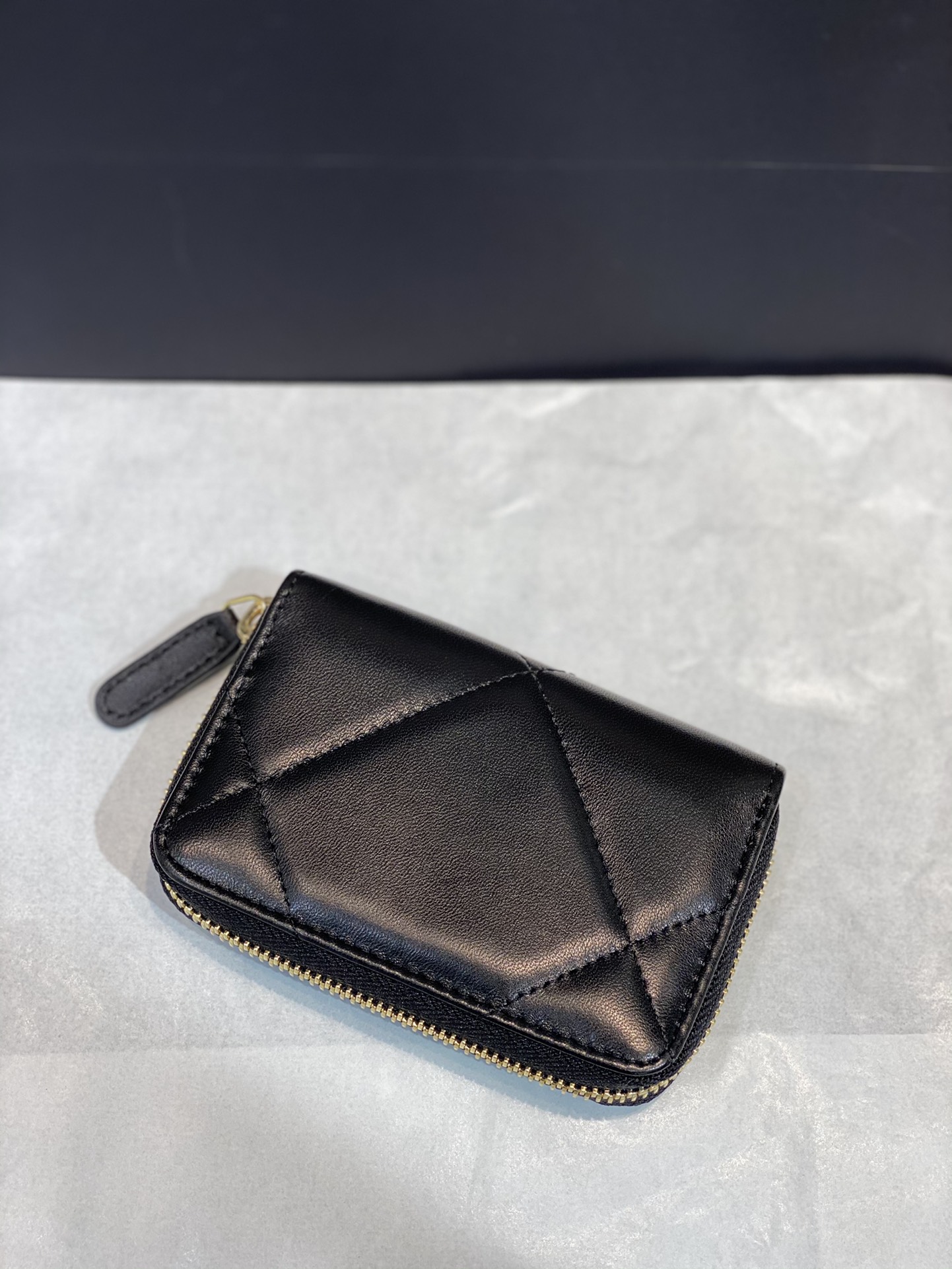 Bagsaaa Chane 19 Coin Purse Black Gold Hardware - 7.5×2×11.cm