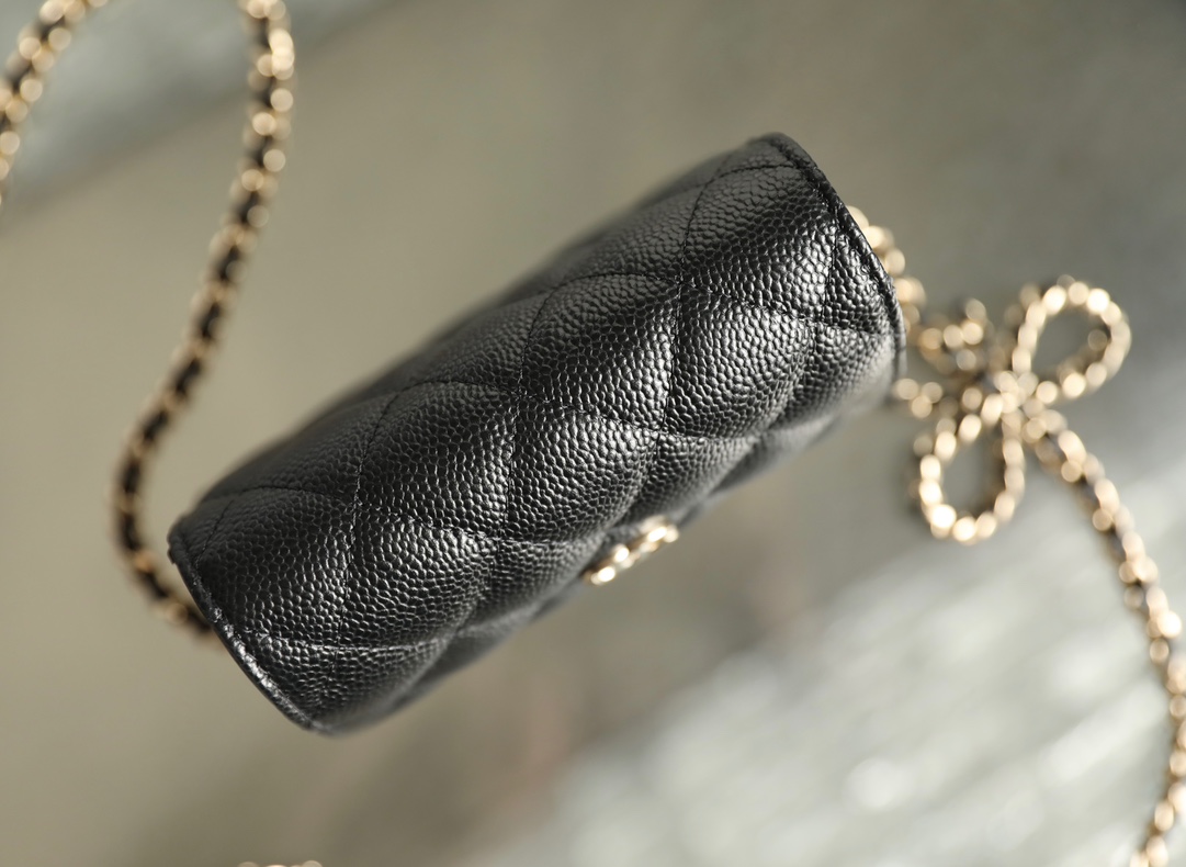 Bagsaaa Ch**el Chain Wallet Black Caviar - 13x10x6cm