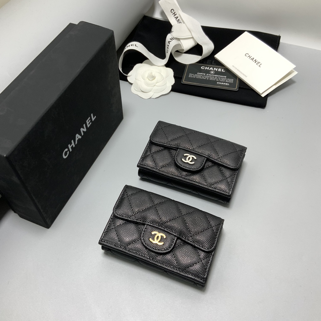Bagsaaa Ch**el Black Caviar Wallet - 11.5x7.5x3cm