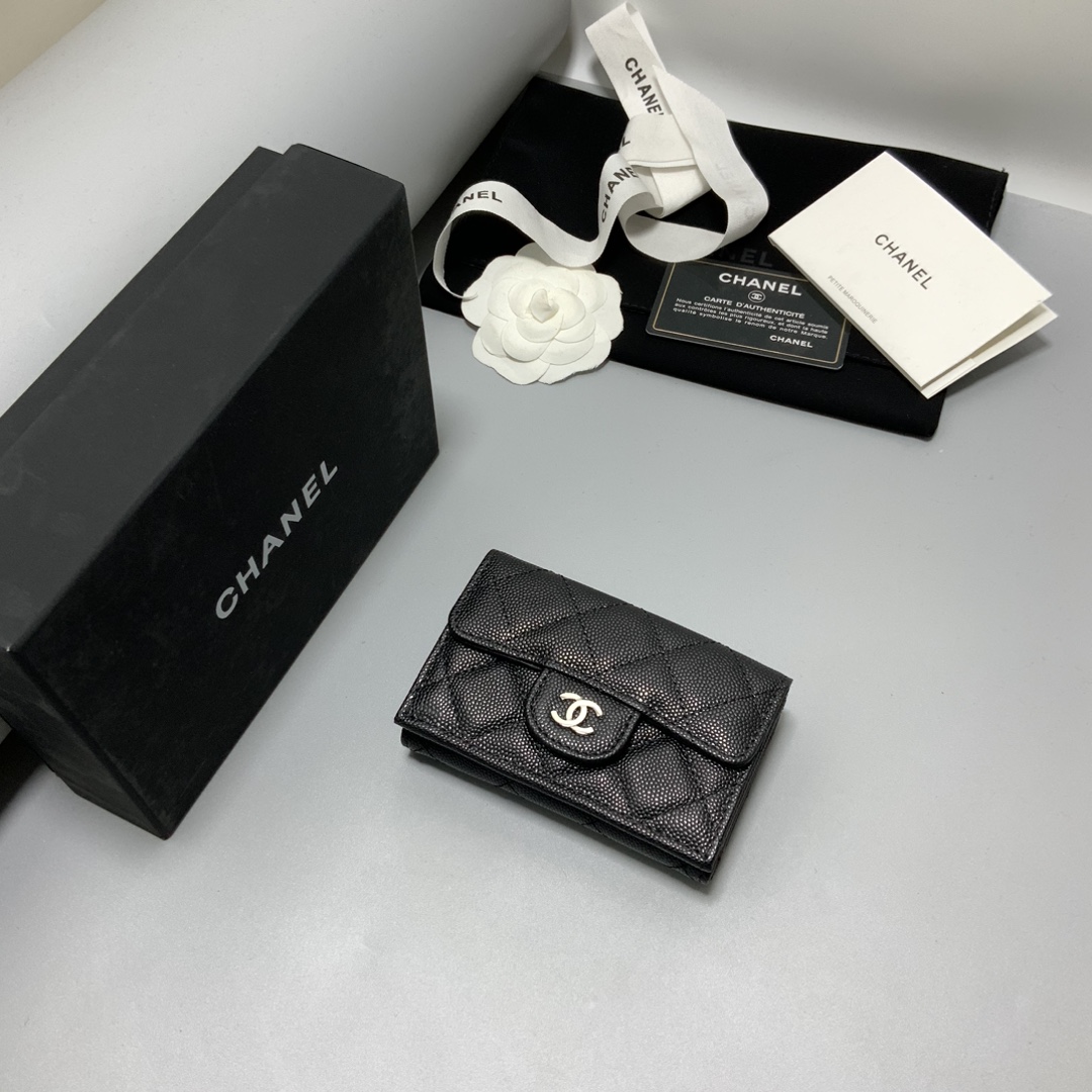 Bagsaaa Ch**el Black Caviar Wallet - 11.5x7.5x3cm