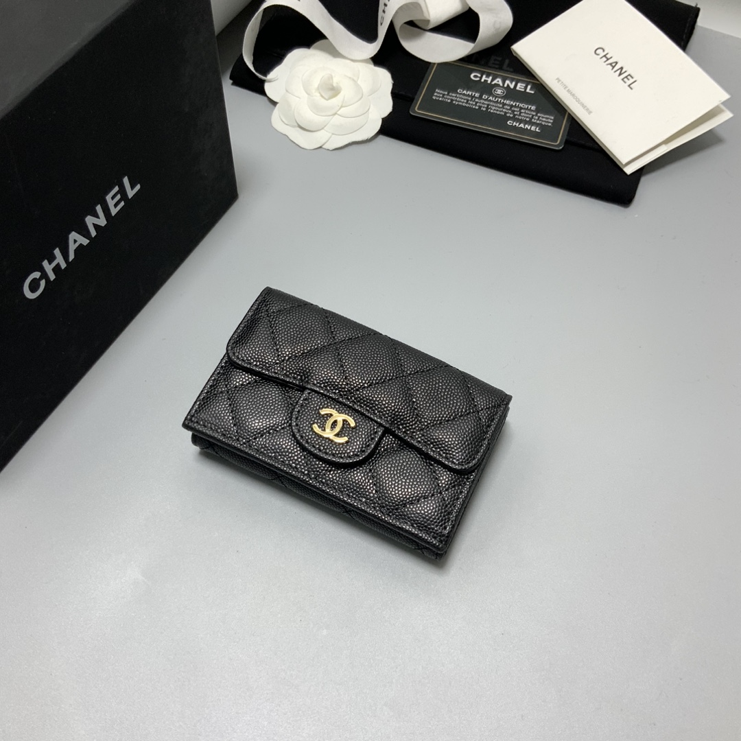 Bagsaaa Ch**el Black Caviar Wallet - 11.5x7.5x3cm