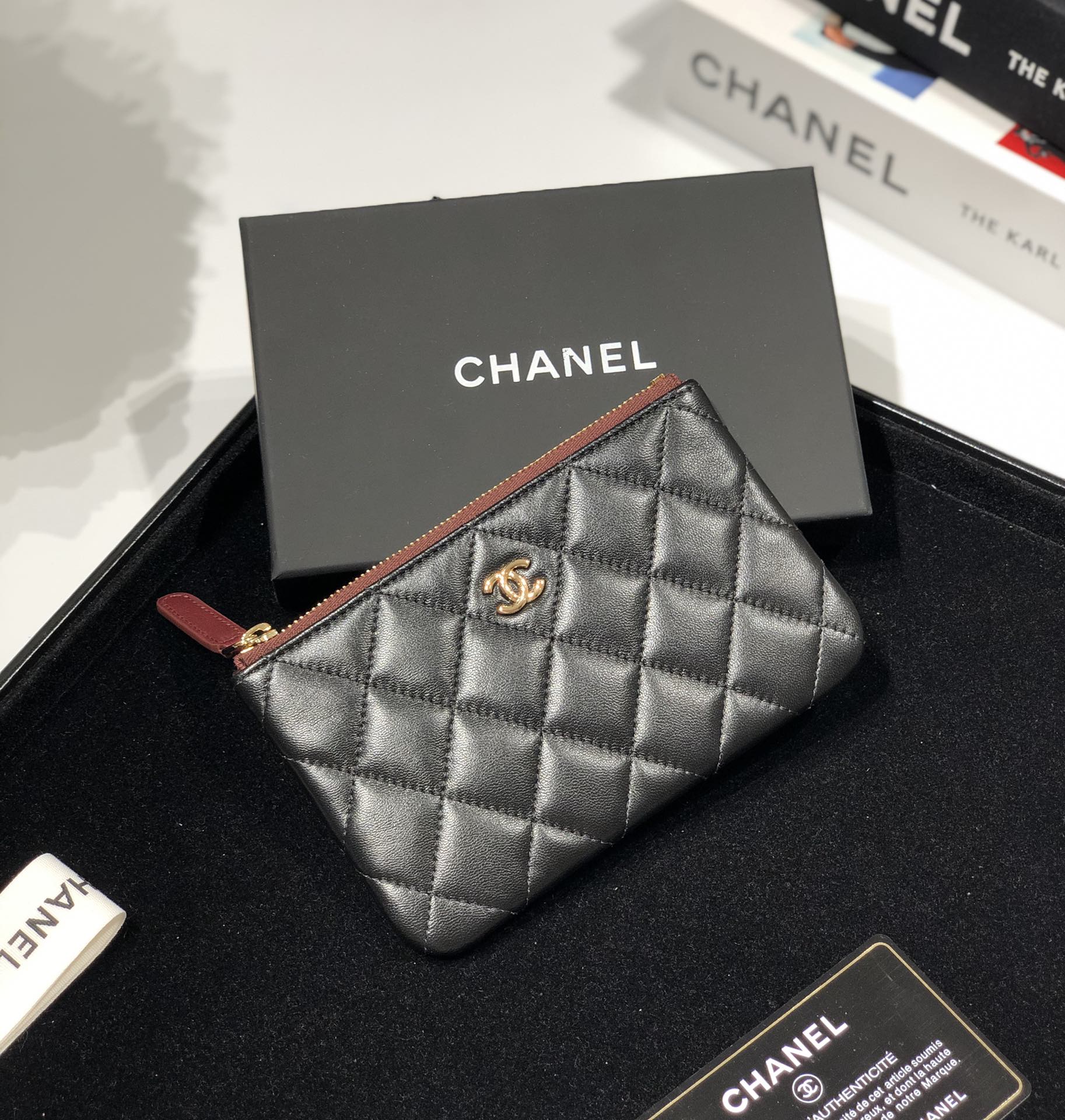Bagsaaa Ch**el Coin Purse Lambskin Black Leather