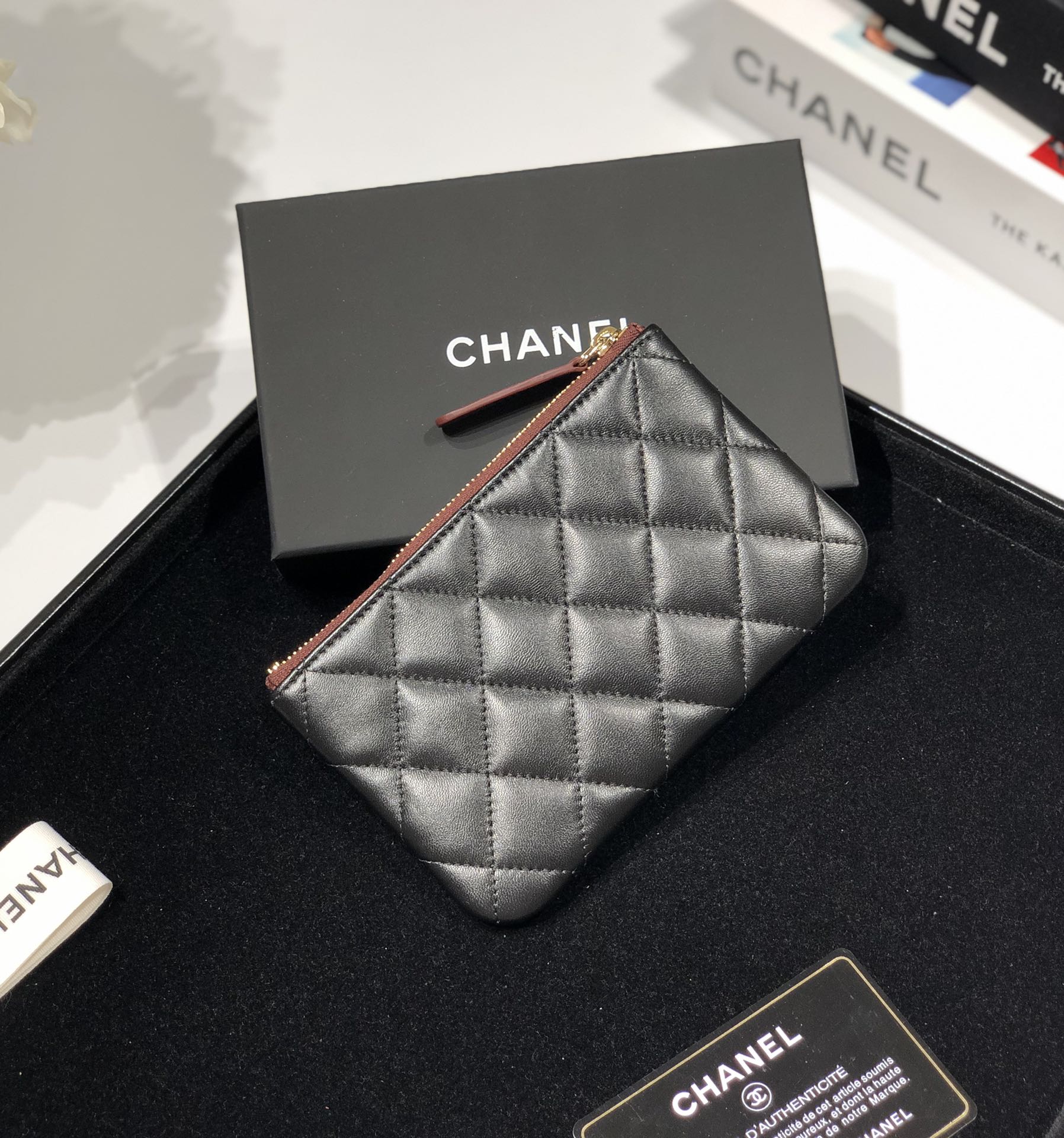 Bagsaaa Ch**el Coin Purse Lambskin Black Leather
