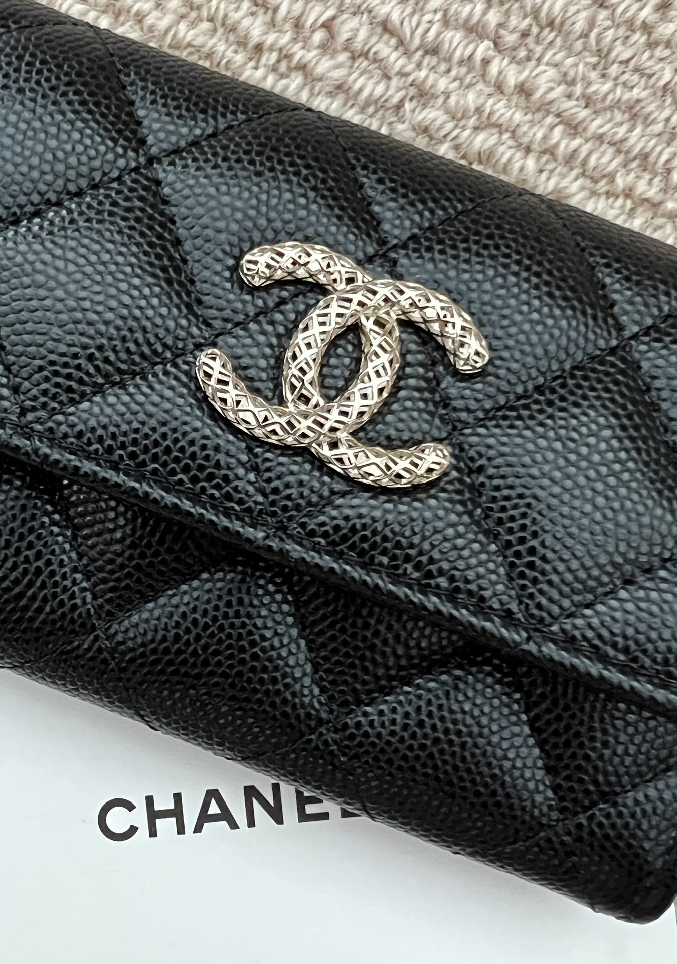 Bagsaaa Ch**el Flap Wallet Metal CC Logo
