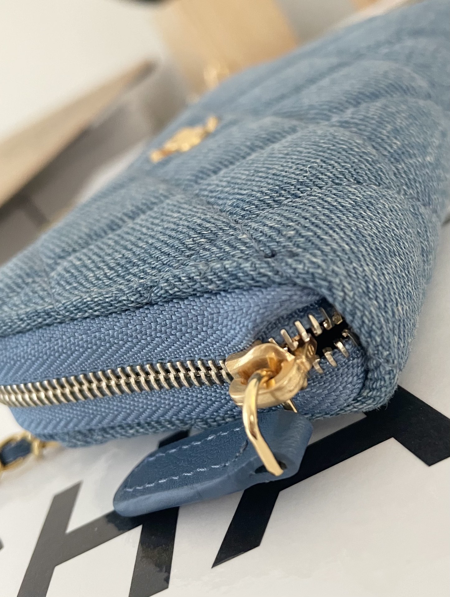 Bagsaaa Ch**el Chain Wallet Denim - 12×7×2cm