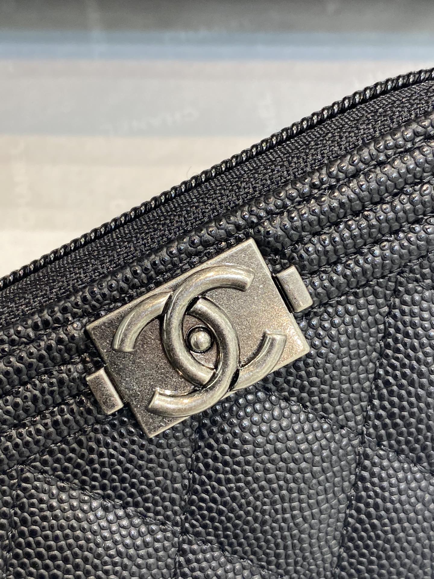 Bagsaaa Ch**el Leboy Coin Purse Caviar Black Silver Hardware