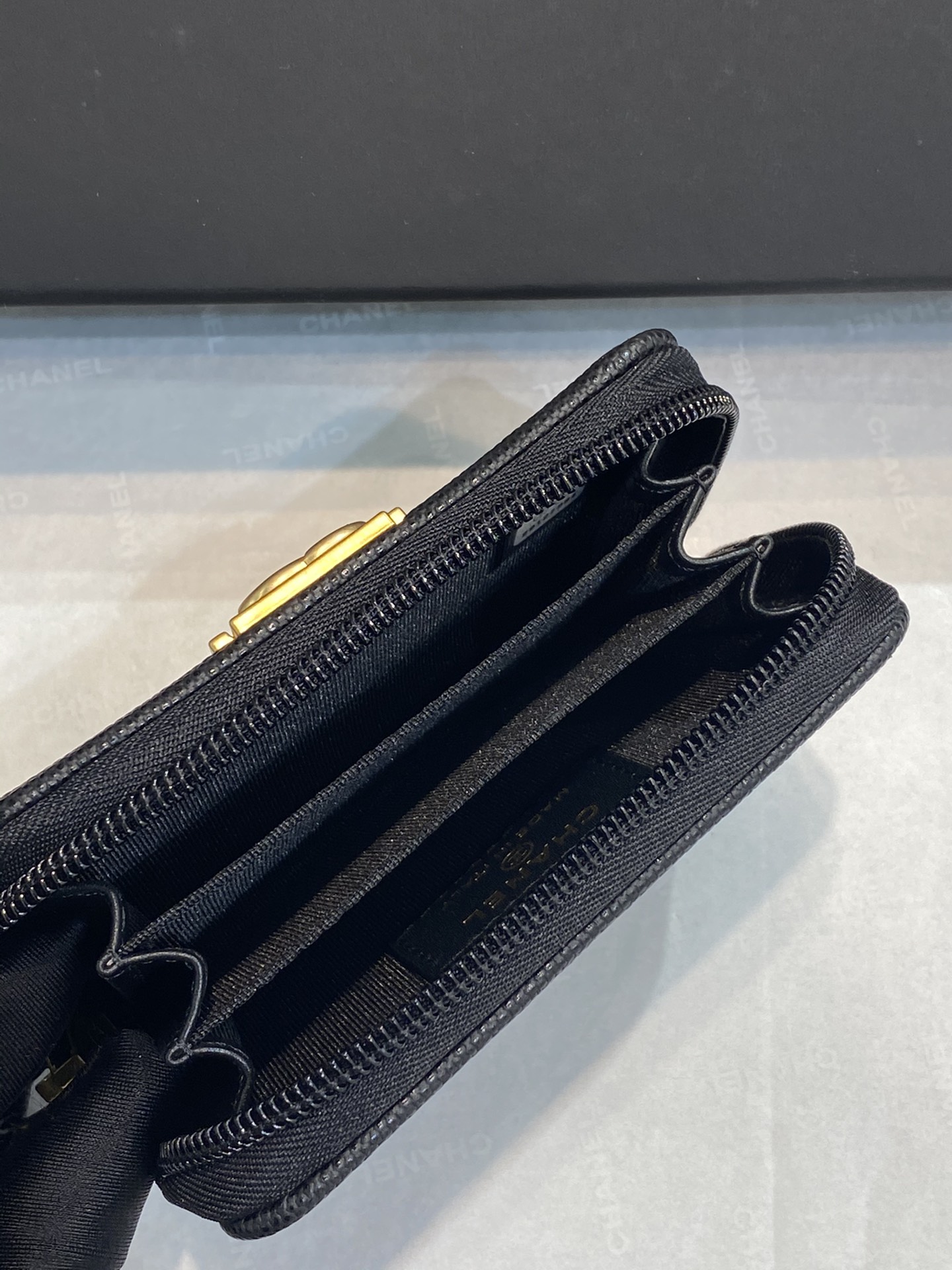 Bagsaaa Ch**el Leboy Coin Purse Caviar Black Gold Hardware