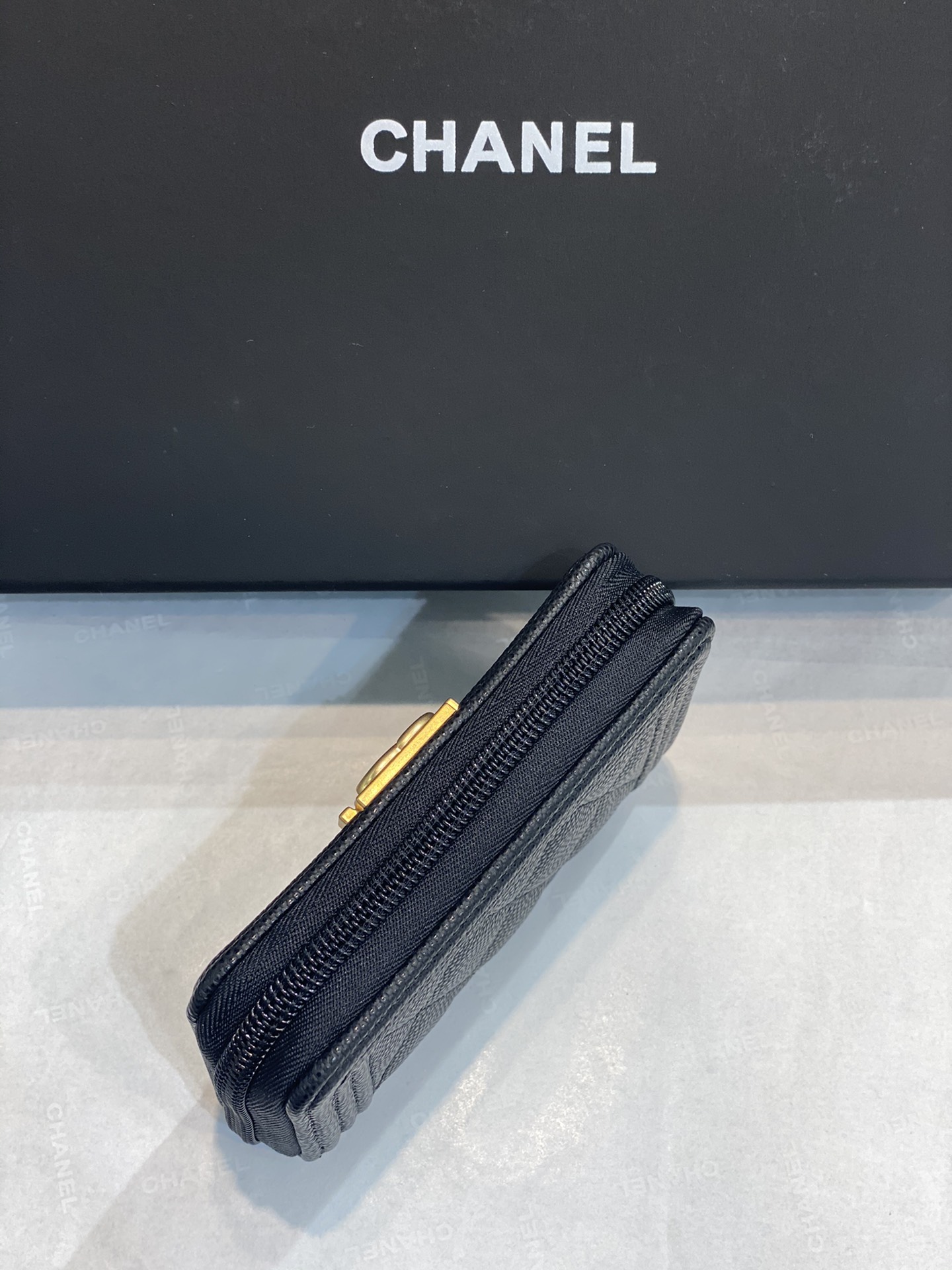 Bagsaaa Ch**el Leboy Coin Purse Caviar Black Gold Hardware