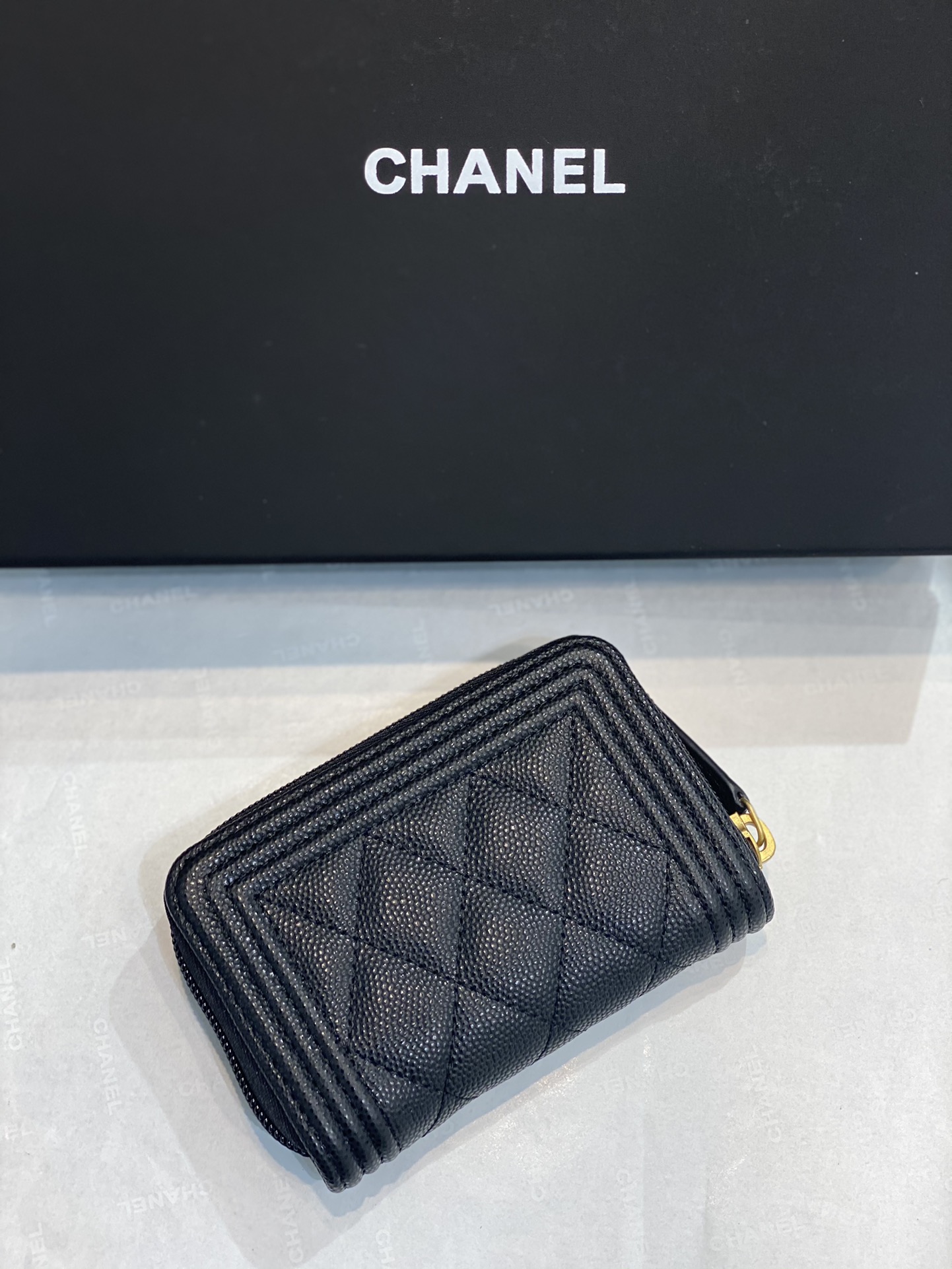 Bagsaaa Ch**el Leboy Coin Purse Caviar Black Gold Hardware
