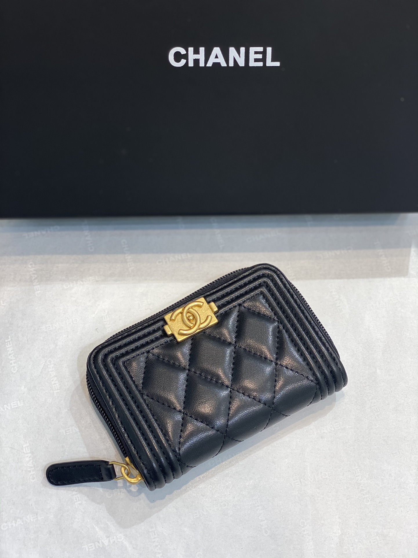 Bagsaaa Ch**el Leboy Coin Purse Lambskin Gold Silver Hardware