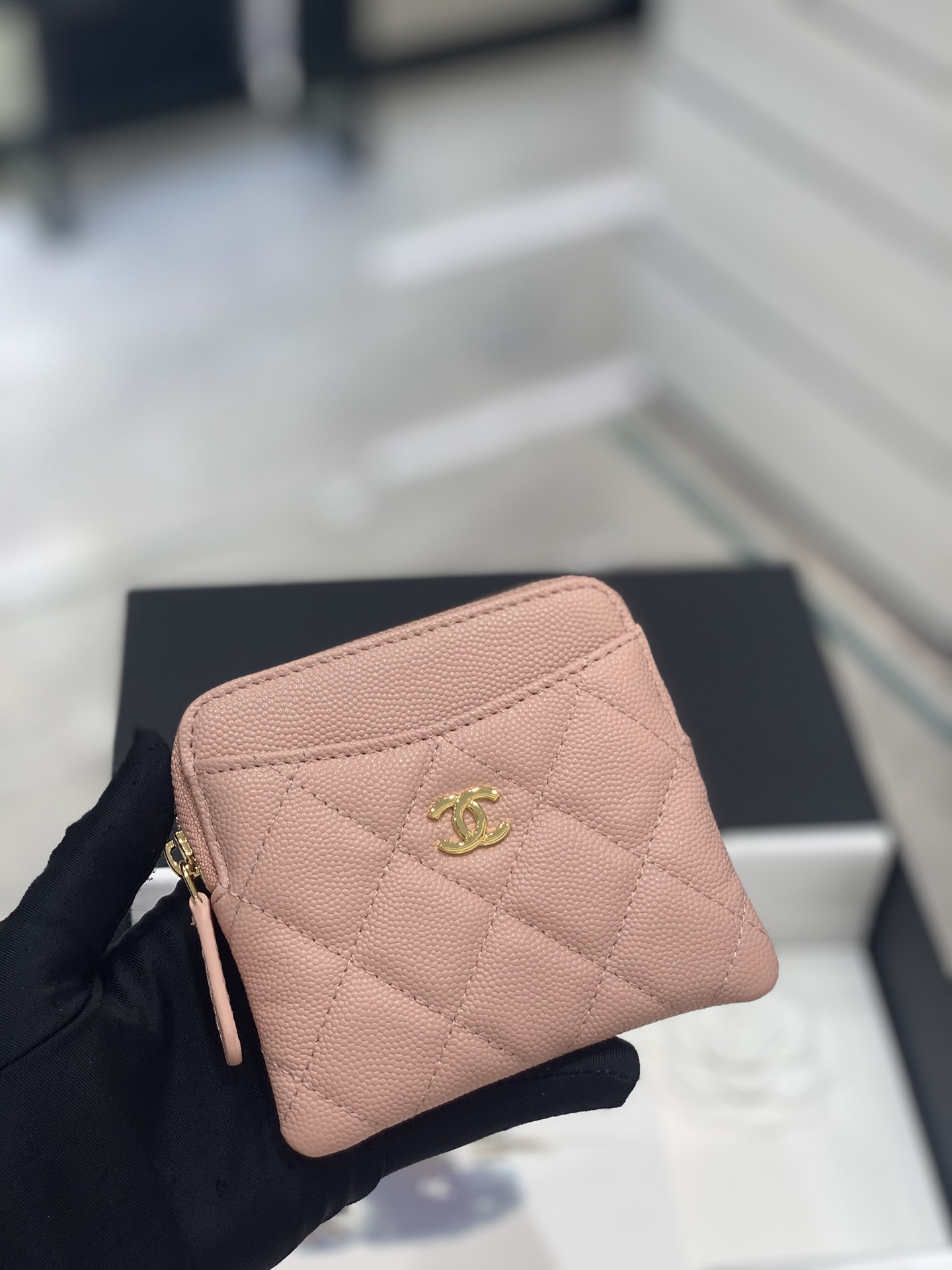 Bagsaaa Ch**el Coin Purse Caviar Leather - 11x9.5x1.5cm