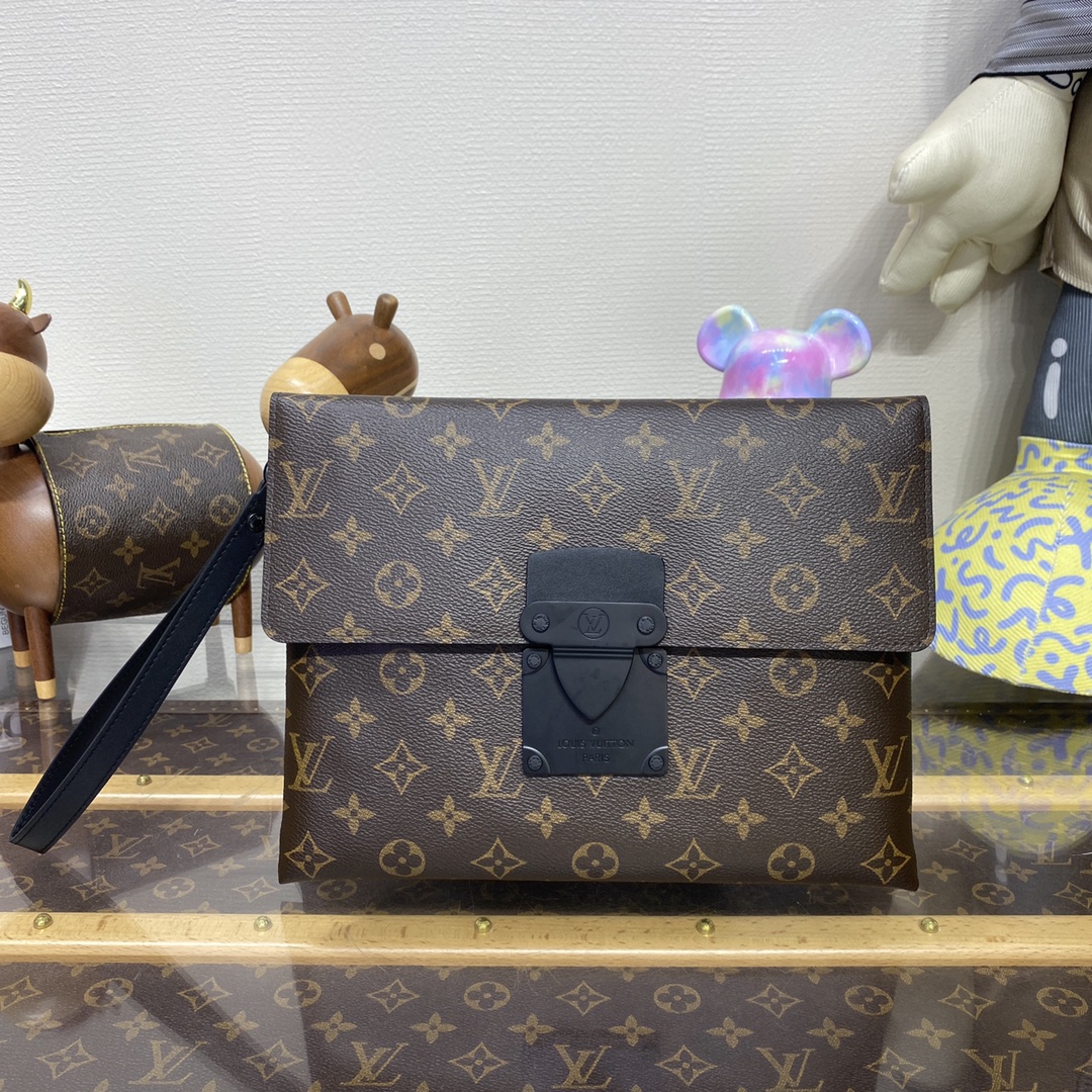 Bagsaaa L0vis Vvtt0n Pochette S-Lock Monogram Eclipse Brown - 28*22.5*3.5cm