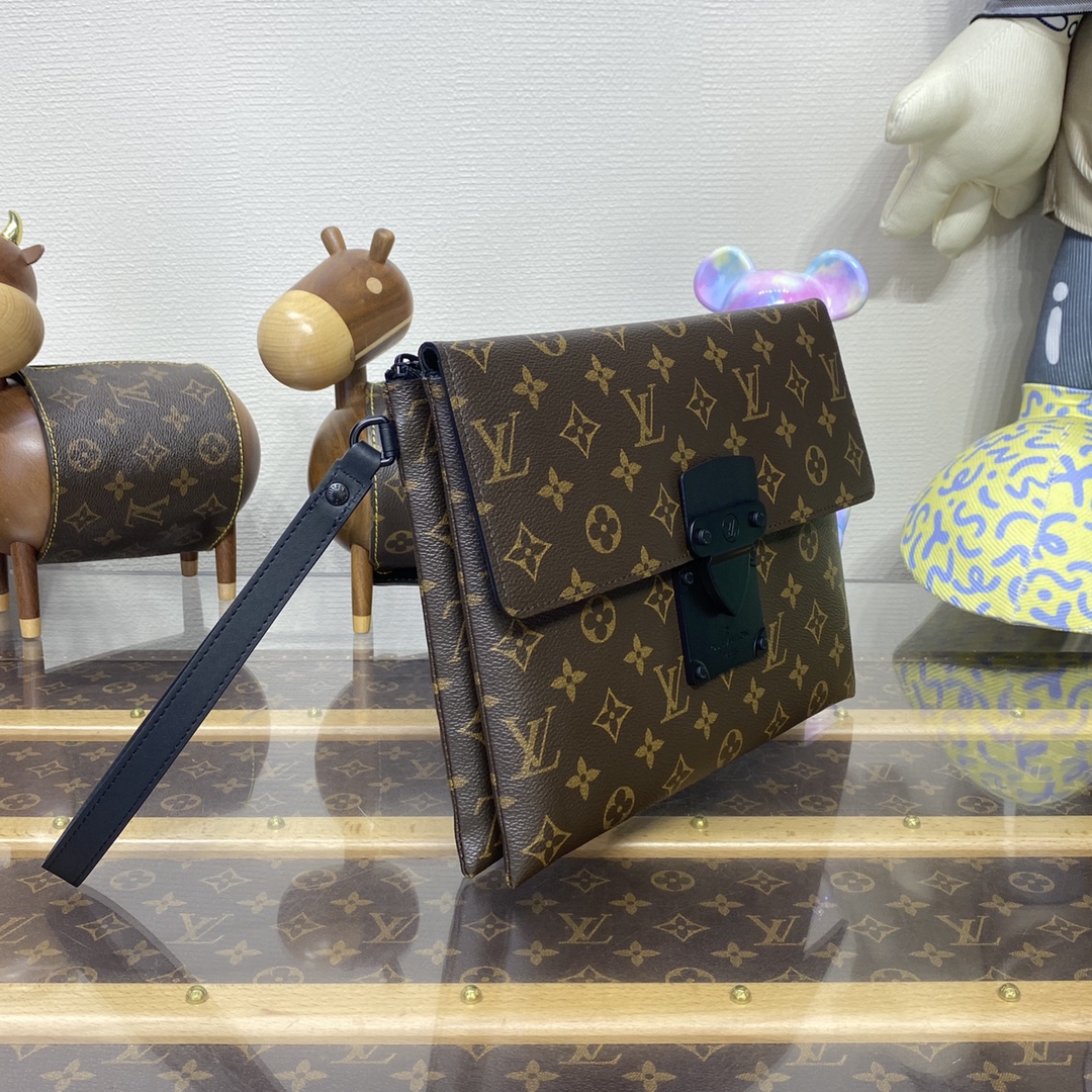 Bagsaaa L0vis Vvtt0n Pochette S-Lock Monogram Eclipse Brown - 28*22.5*3.5cm