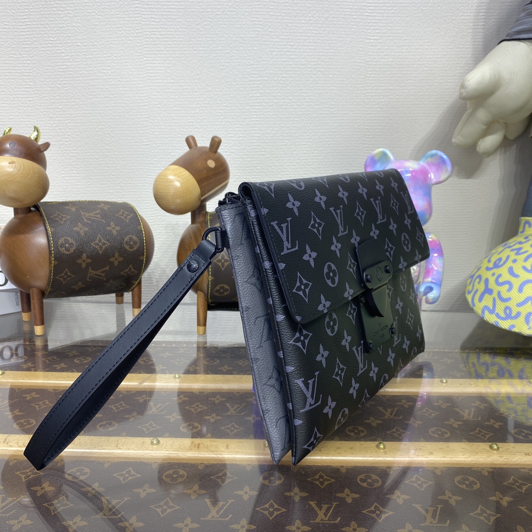 Bagsaaa L0vis Vvtt0n Pochette S-Lock Monogram Eclipse Black - 28*22.5*3.5cm