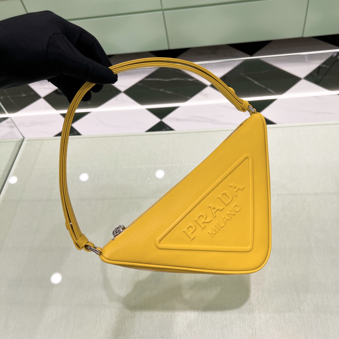 Bagsaaa Pra*a Triangle leather mini-bag yellow