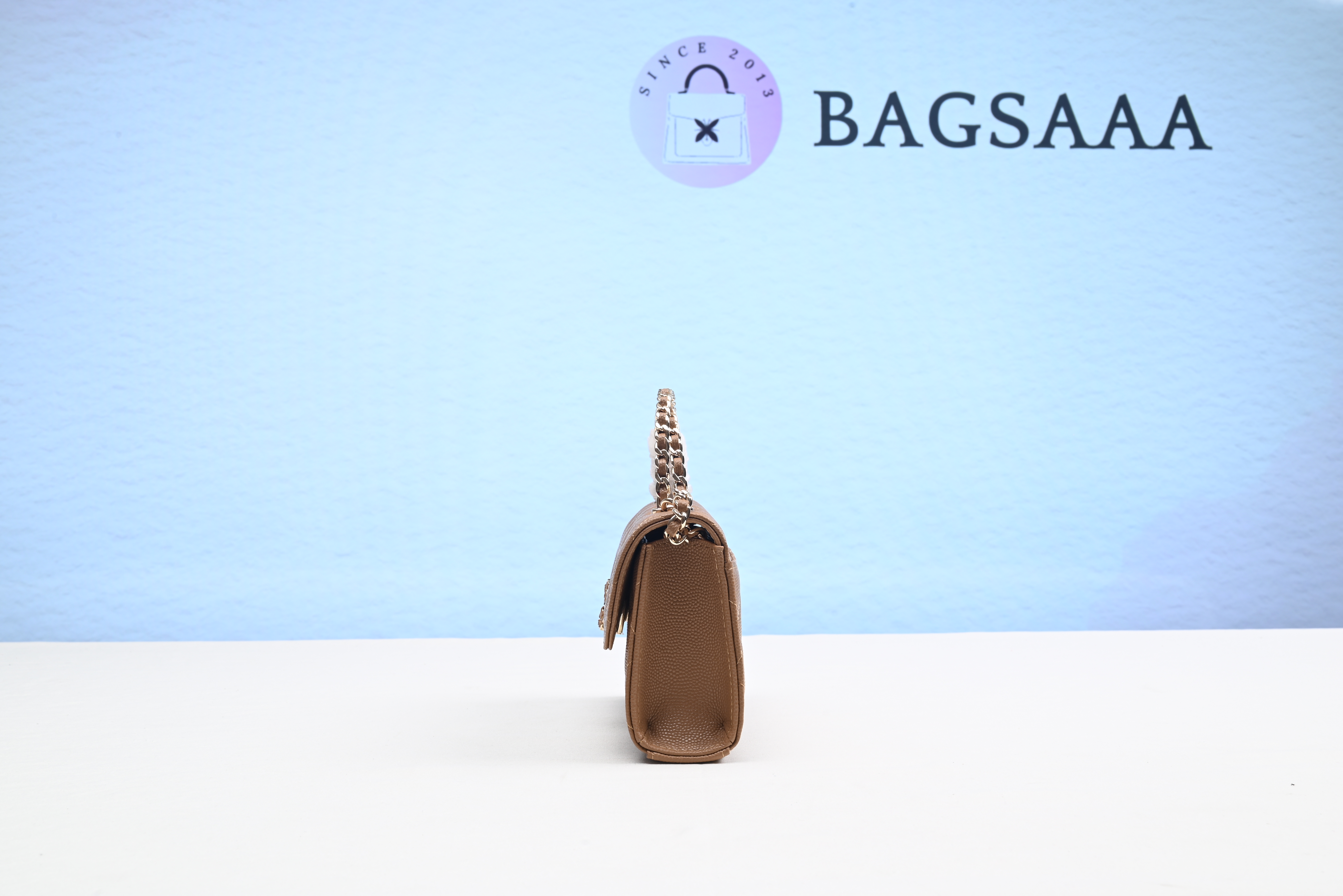 Bagsaaa Ch**el Top Handle Brown Bag - 18x10x4.5cm