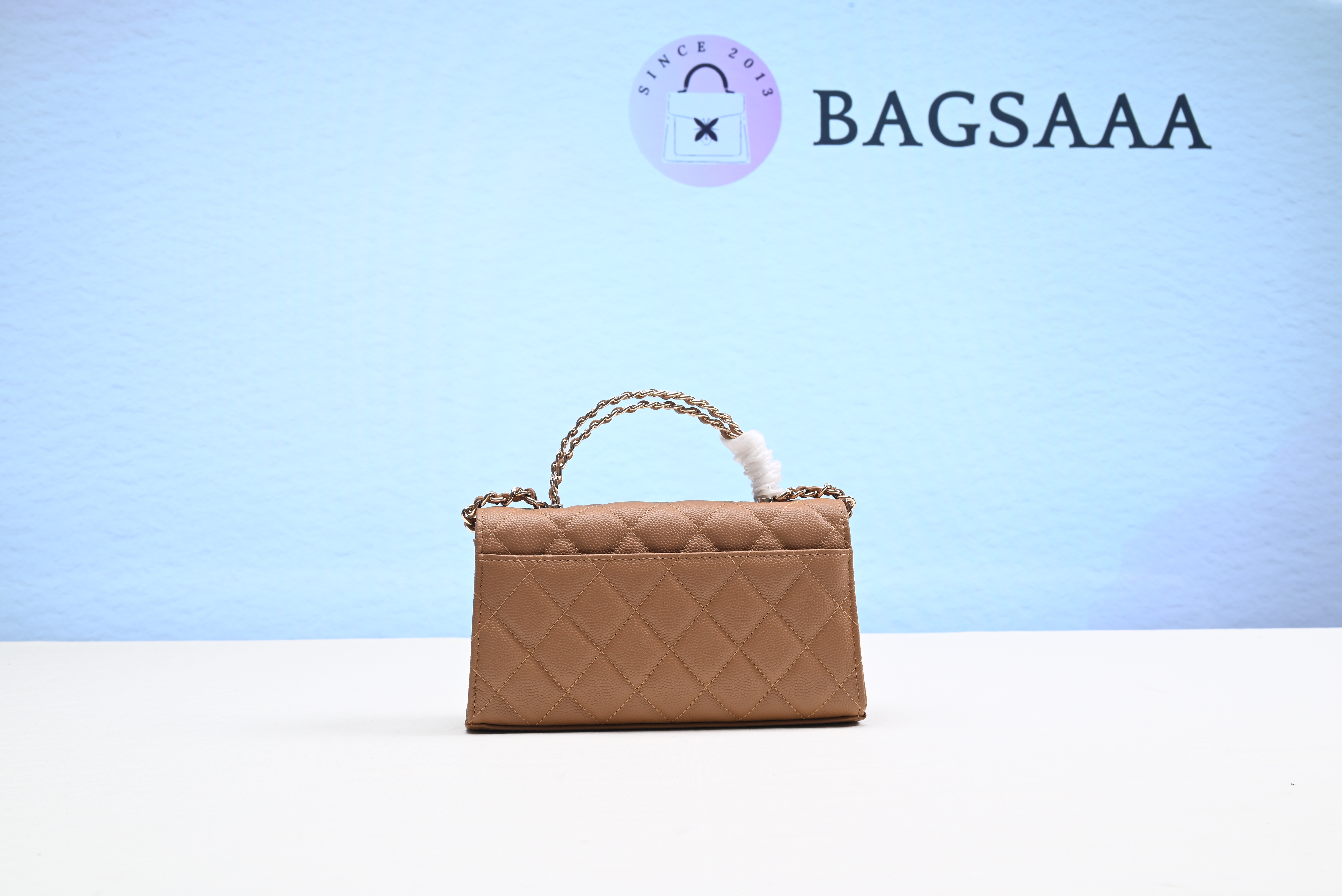 Bagsaaa Ch**el Top Handle Brown Bag - 18x10x4.5cm