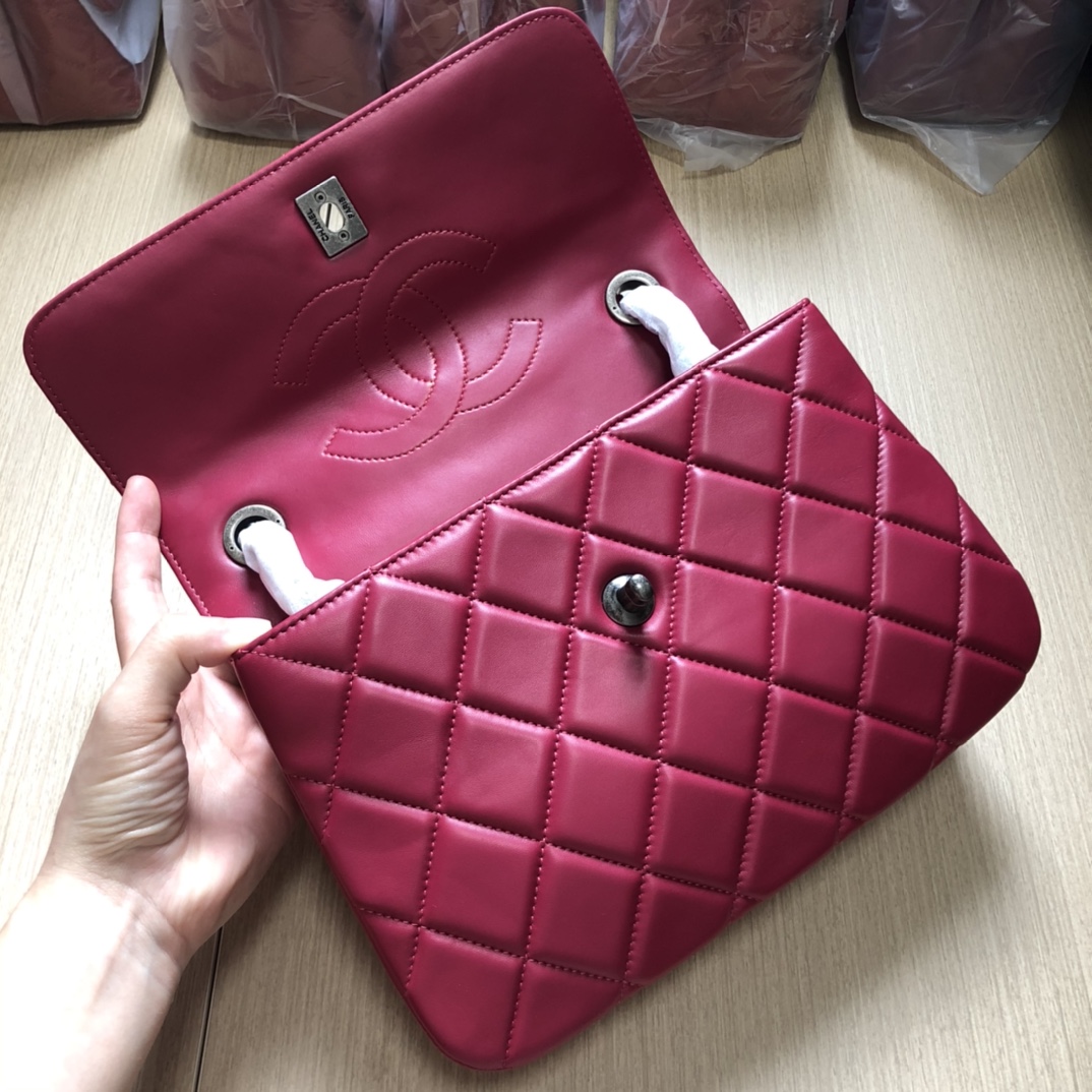 Bagsaaa Ch**el Trendy CC Hot Pink Silver Hardware 25cm