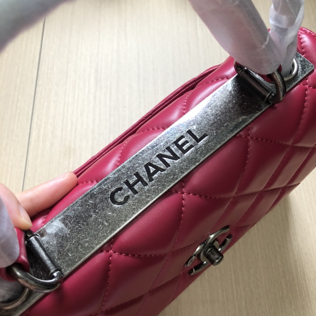 Bagsaaa Ch**el Trendy CC Hot Pink Silver Hardware 25cm