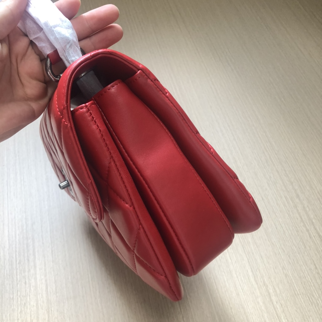 Bagsaaa Ch**el Trendy CC Red Silver Hardware 25cm