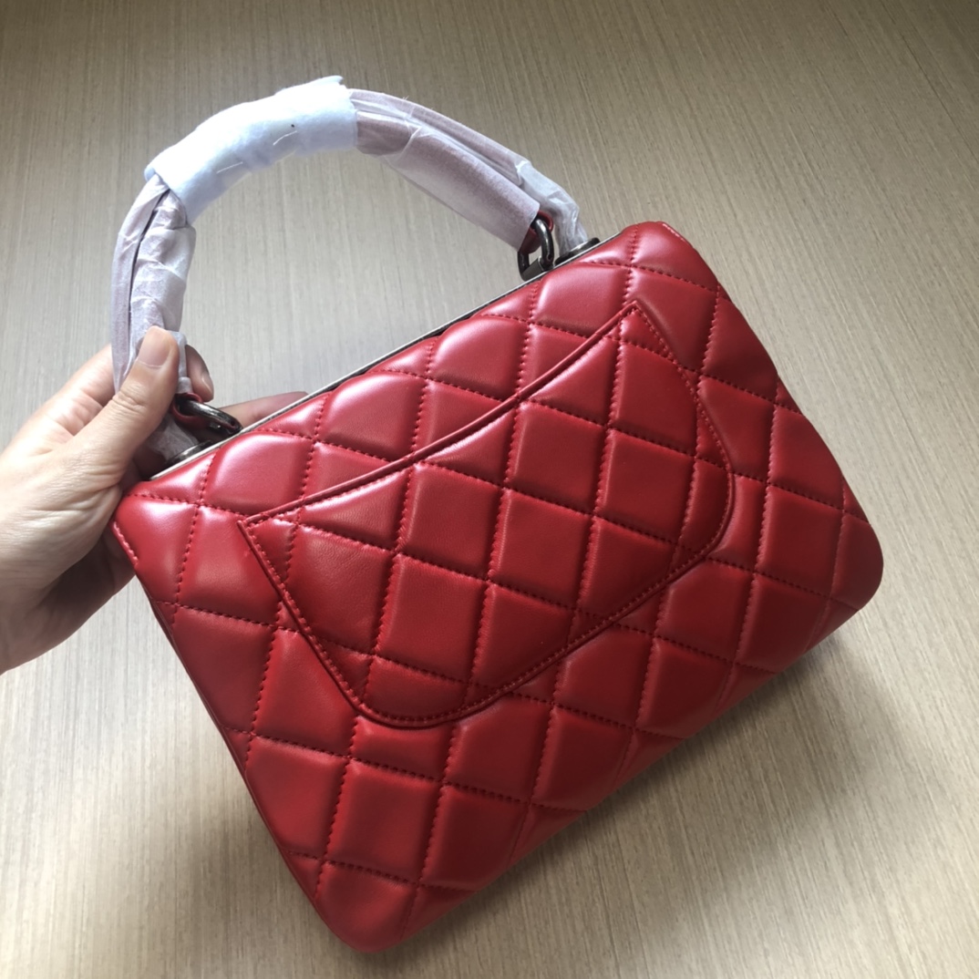 Bagsaaa Ch**el Trendy CC Red Silver Hardware 25cm