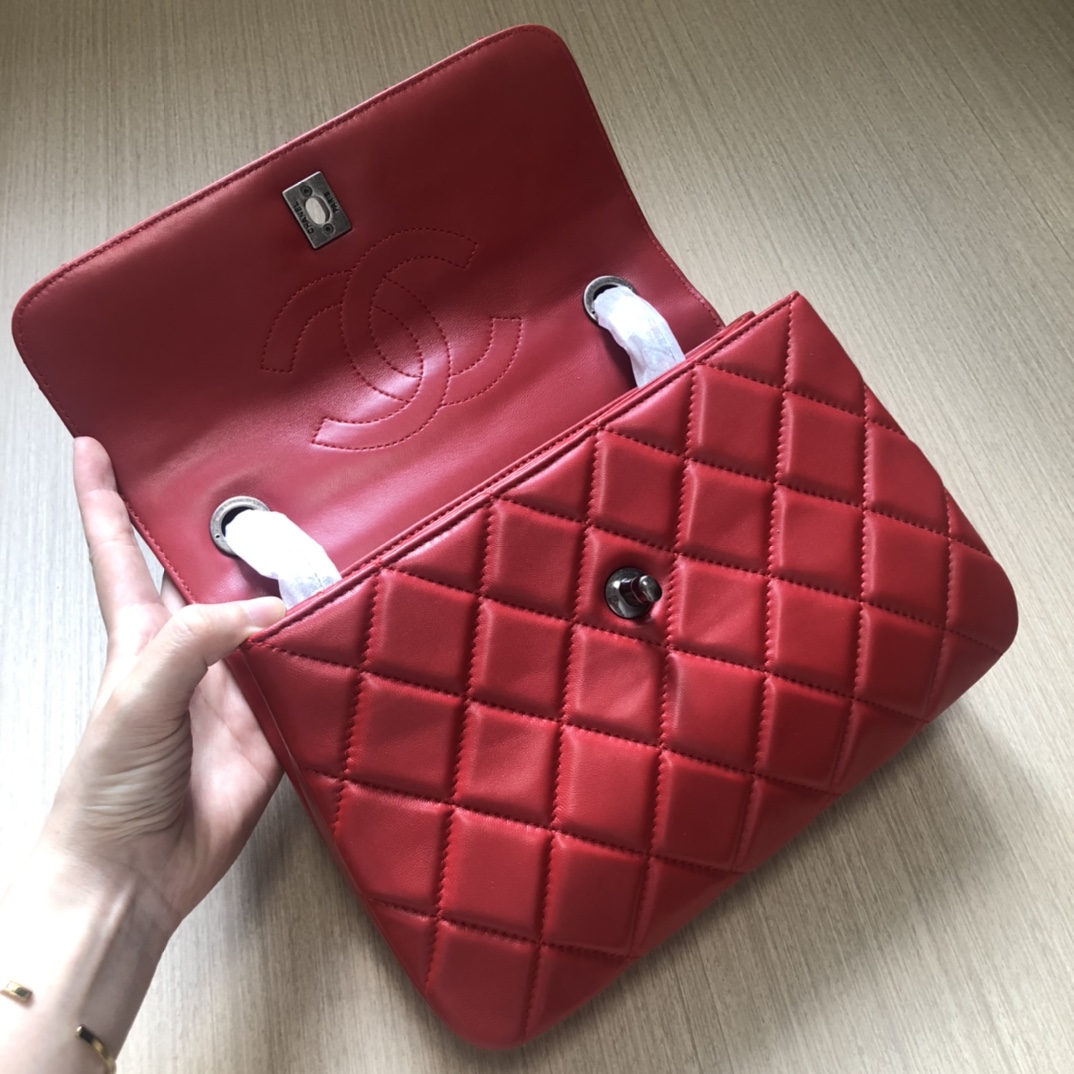 Bagsaaa Ch**el Trendy CC Red Silver Hardware 25cm
