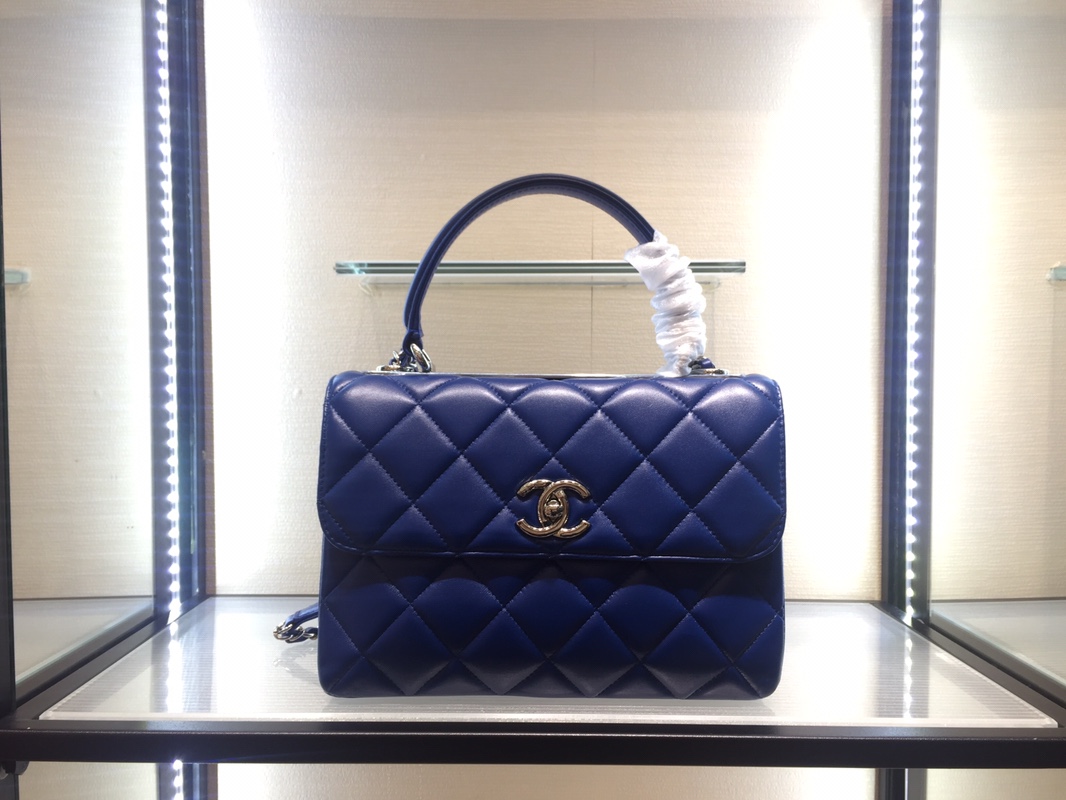 Bagsaaa Ch**el Trendy CC Blue Gold Hardware 25cm