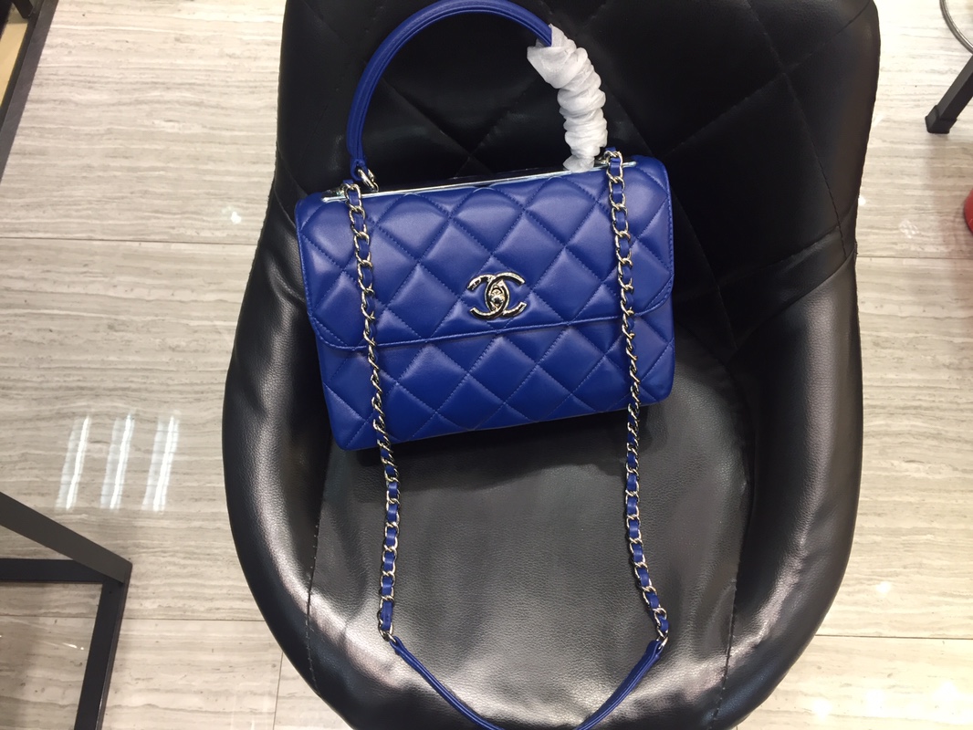 Bagsaaa Ch**el Trendy CC Blue Gold Hardware 25cm