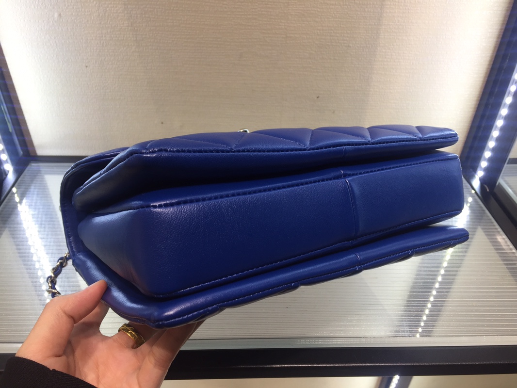 Bagsaaa Ch**el Trendy CC Blue Gold Hardware 25cm