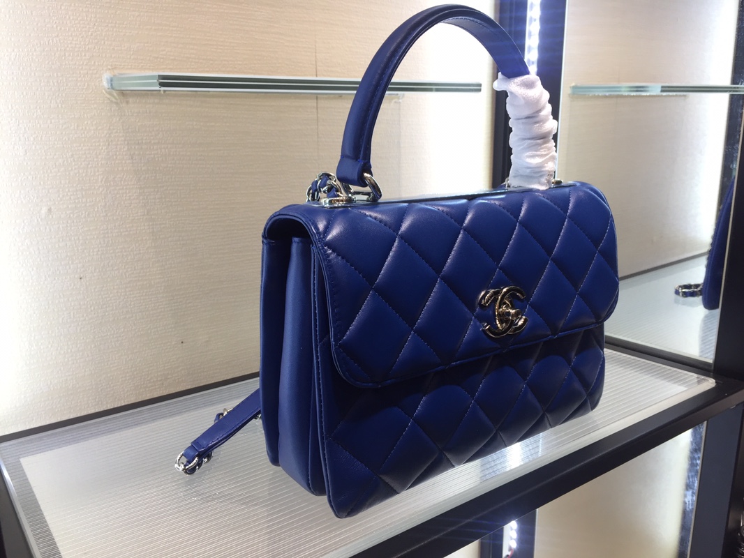 Bagsaaa Ch**el Trendy CC Blue Gold Hardware 25cm
