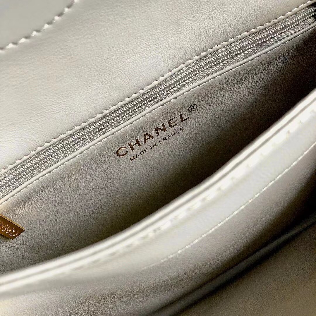Bagsaaa Ch**el Trendy CC Chevron Grey Leather