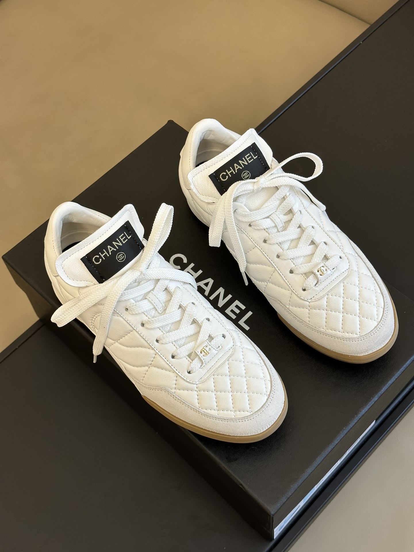 Bagsaaa Ch**el Lambskin White Sneakers