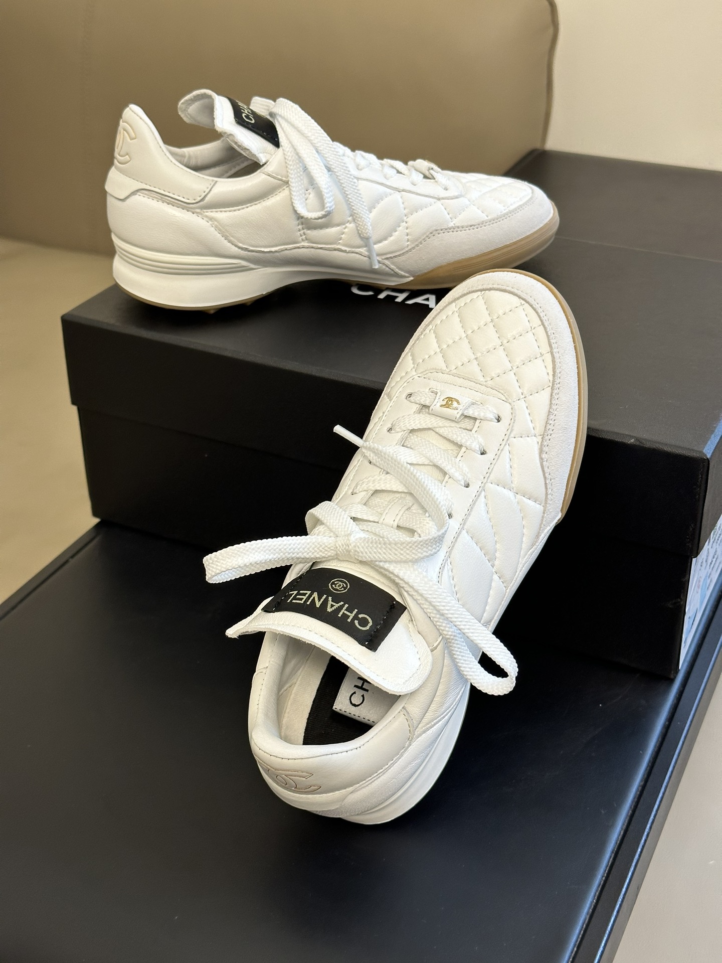 Bagsaaa Ch**el Lambskin White Sneakers