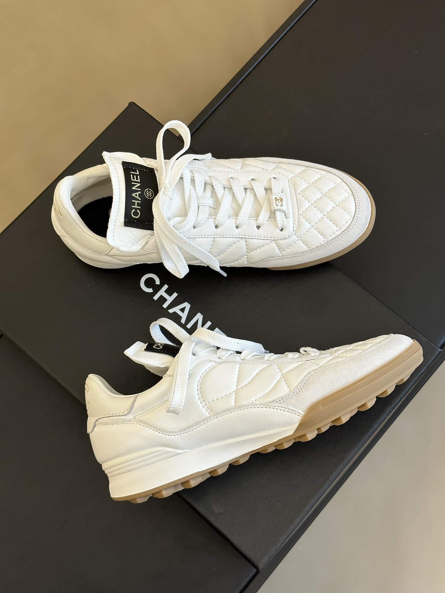 Bagsaaa Ch**el Lambskin White Sneakers