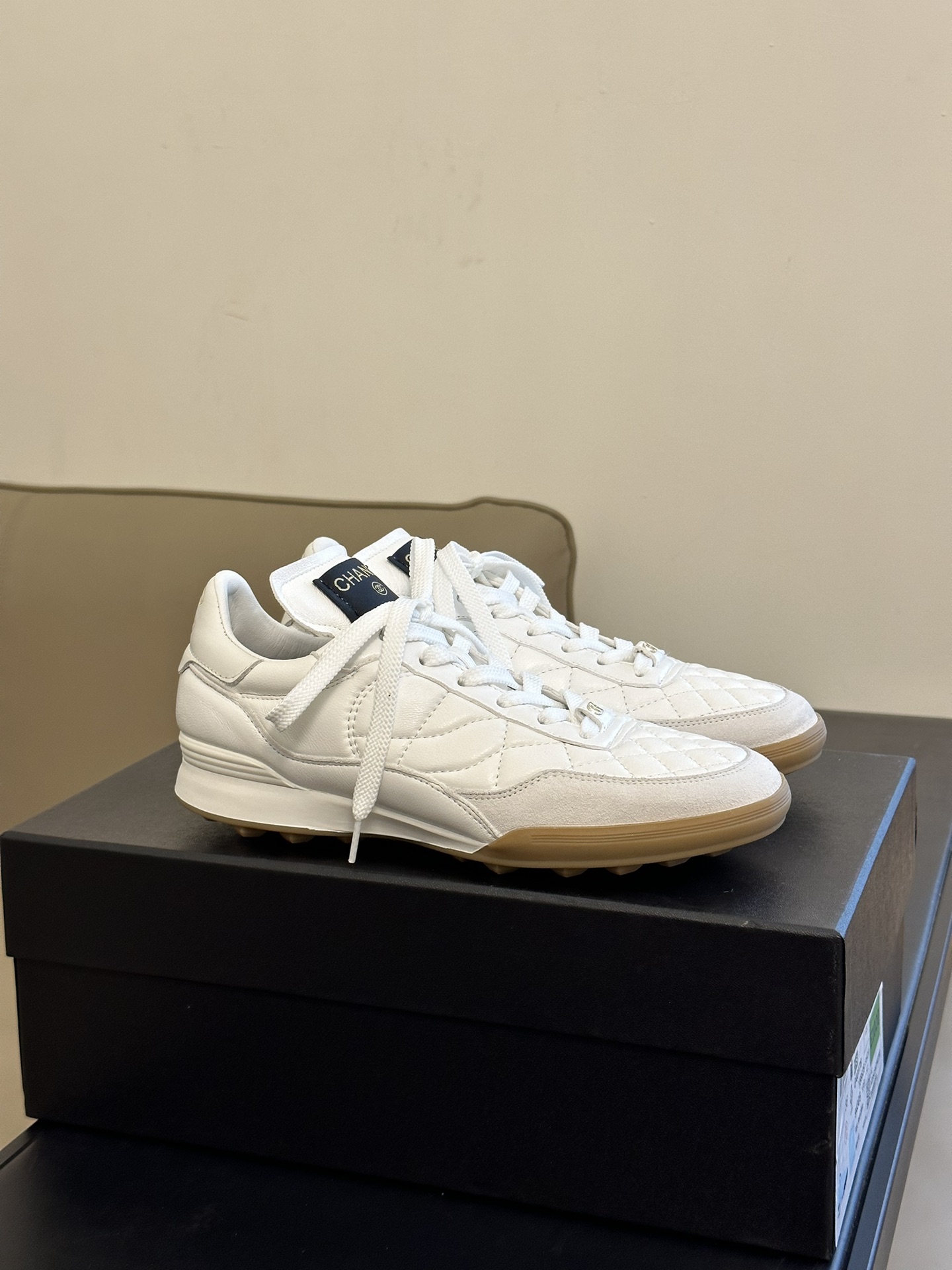 Bagsaaa Ch**el Lambskin White Sneakers