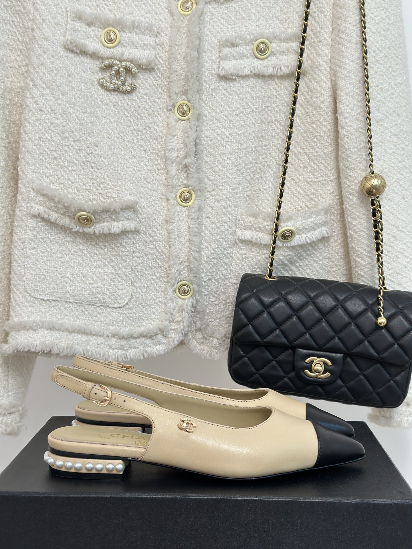 Bagsaaa Ch**el Slingback Beige color 2.5cm 