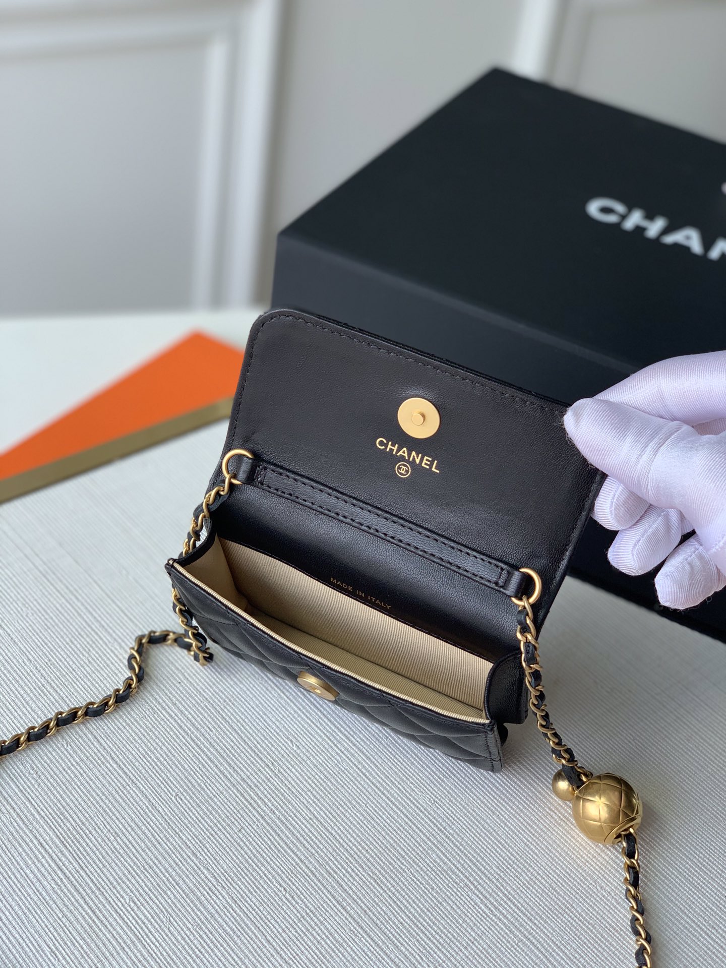 Bagsaaa Ch**el Mini Belt Bag Black Lambskin - 12x3x9cm