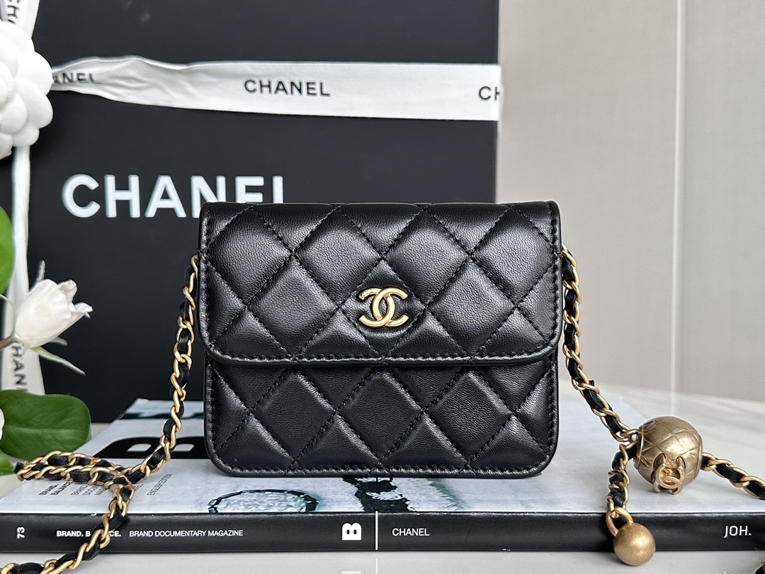 Bagsaaa Ch**el Black Belt Bag - 12.5×10cm