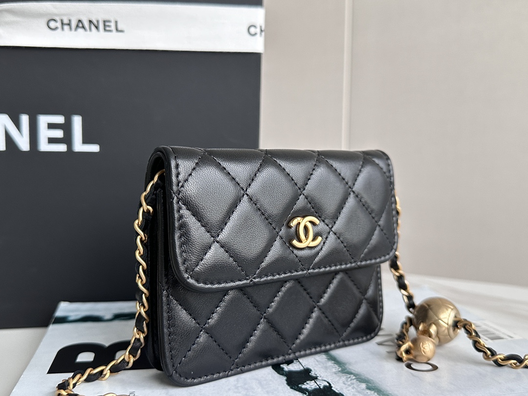 Bagsaaa Ch**el Black Belt Bag - 12.5×10cm