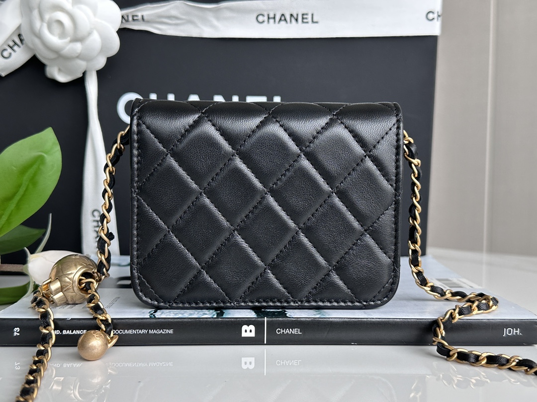 Bagsaaa Ch**el Black Belt Bag - 12.5×10cm