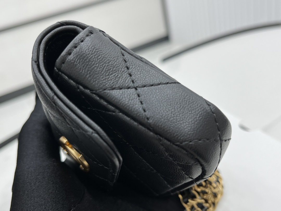 Bagsaaa Ch**el Belt Bag A96006 Black 9cm