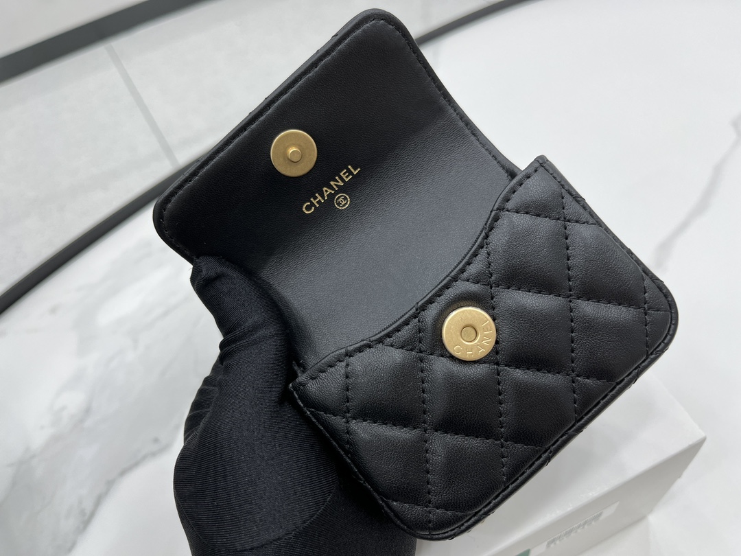 Bagsaaa Ch**el Belt Bag A96006 Black 9cm