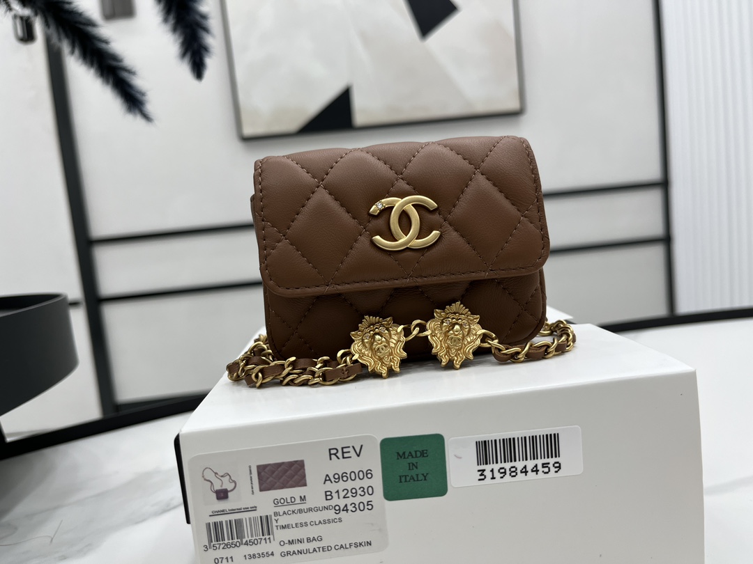 Bagsaaa Ch**el Belt Bag A96006 Brown 9cm