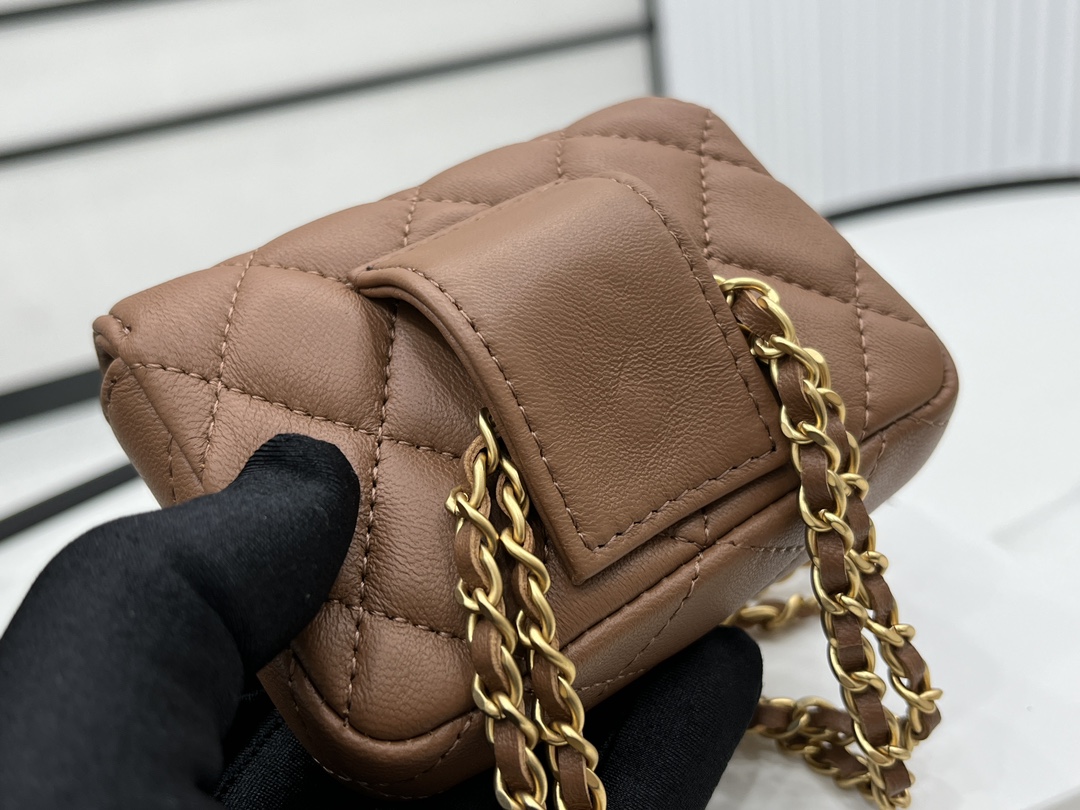 Bagsaaa Ch**el Belt Bag A96006 Brown 9cm