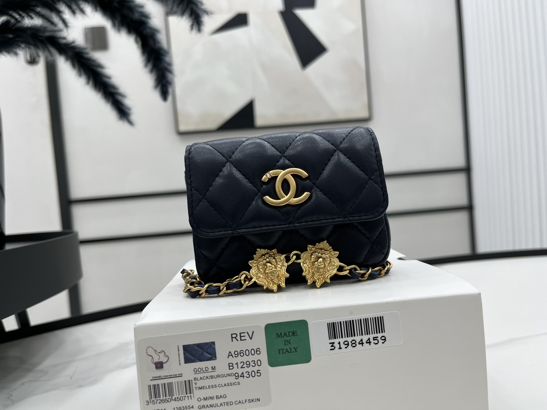 Bagsaaa Ch**el Belt Bag A96006 Dark Blue 9cm