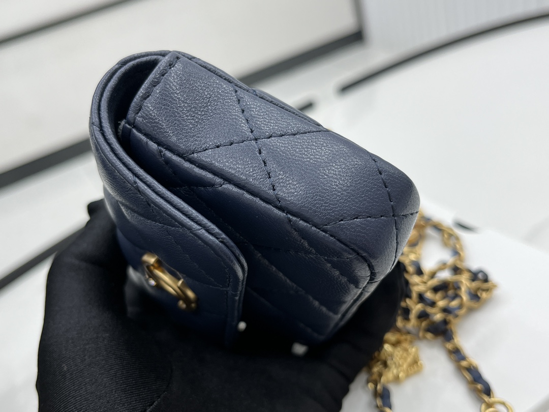 Bagsaaa Ch**el Belt Bag A96006 Dark Blue 9cm