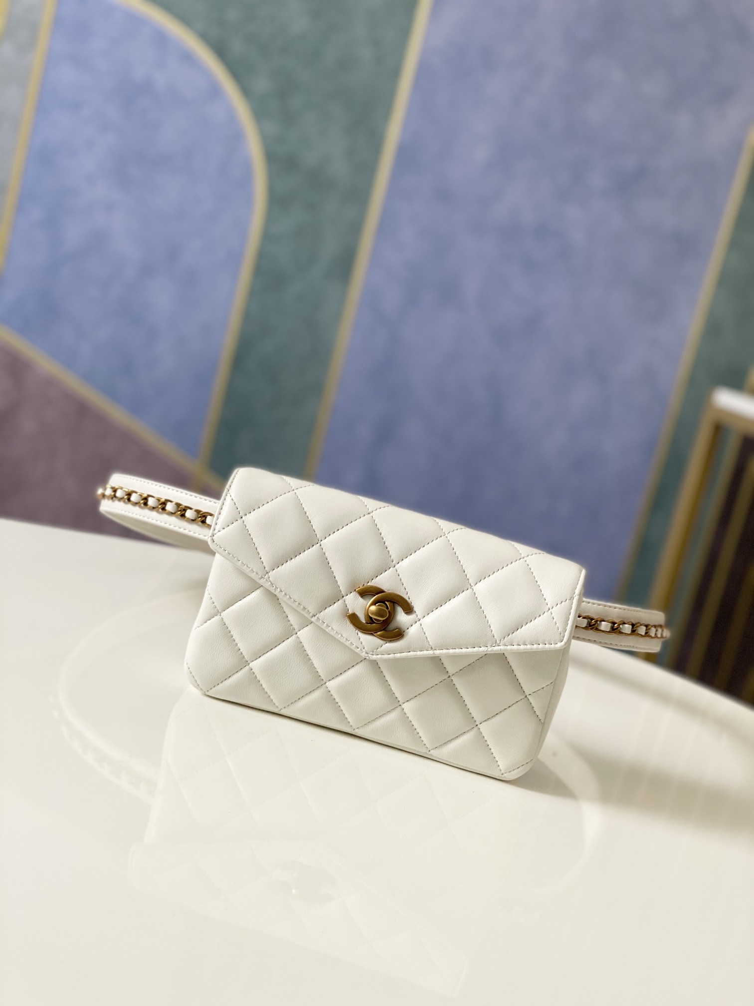 Bagsaa Ch**el Belt bag White 18*3.5*12cm