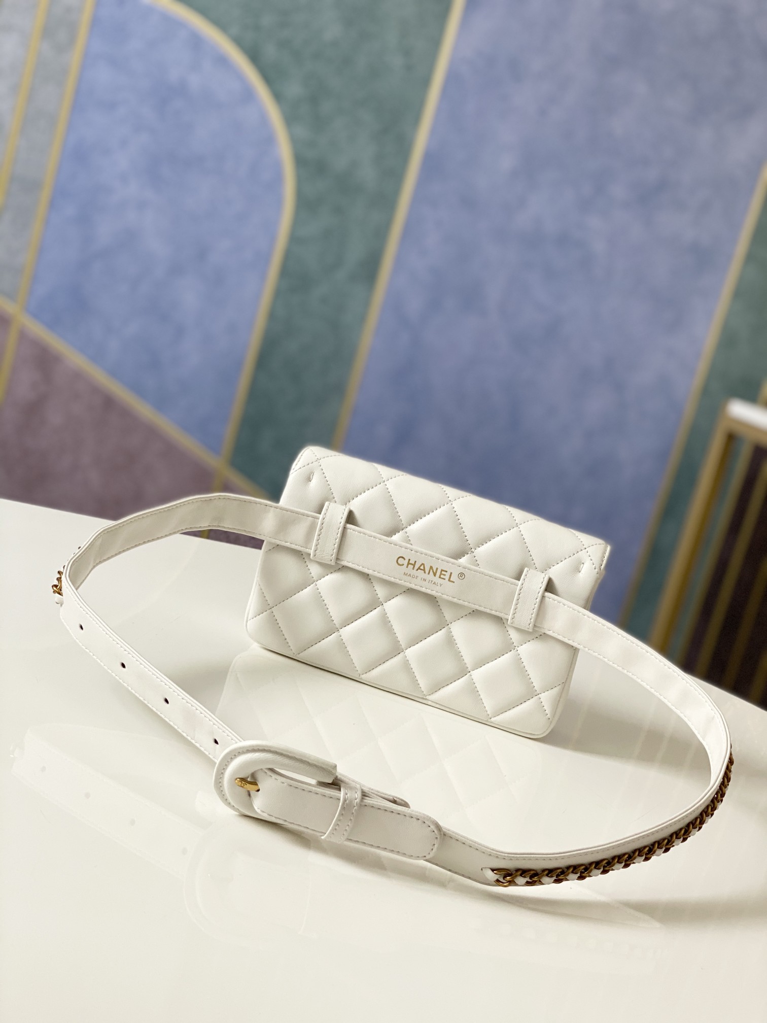Bagsaa Ch**el Belt bag White 18*3.5*12cm