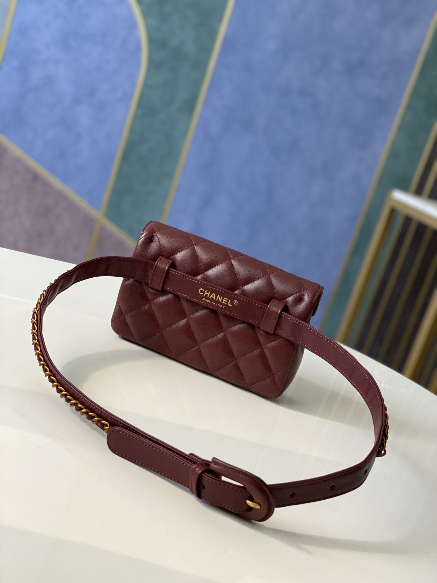 Bagsaa Ch**el Belt bag Burgundy 18*3.5*12cm