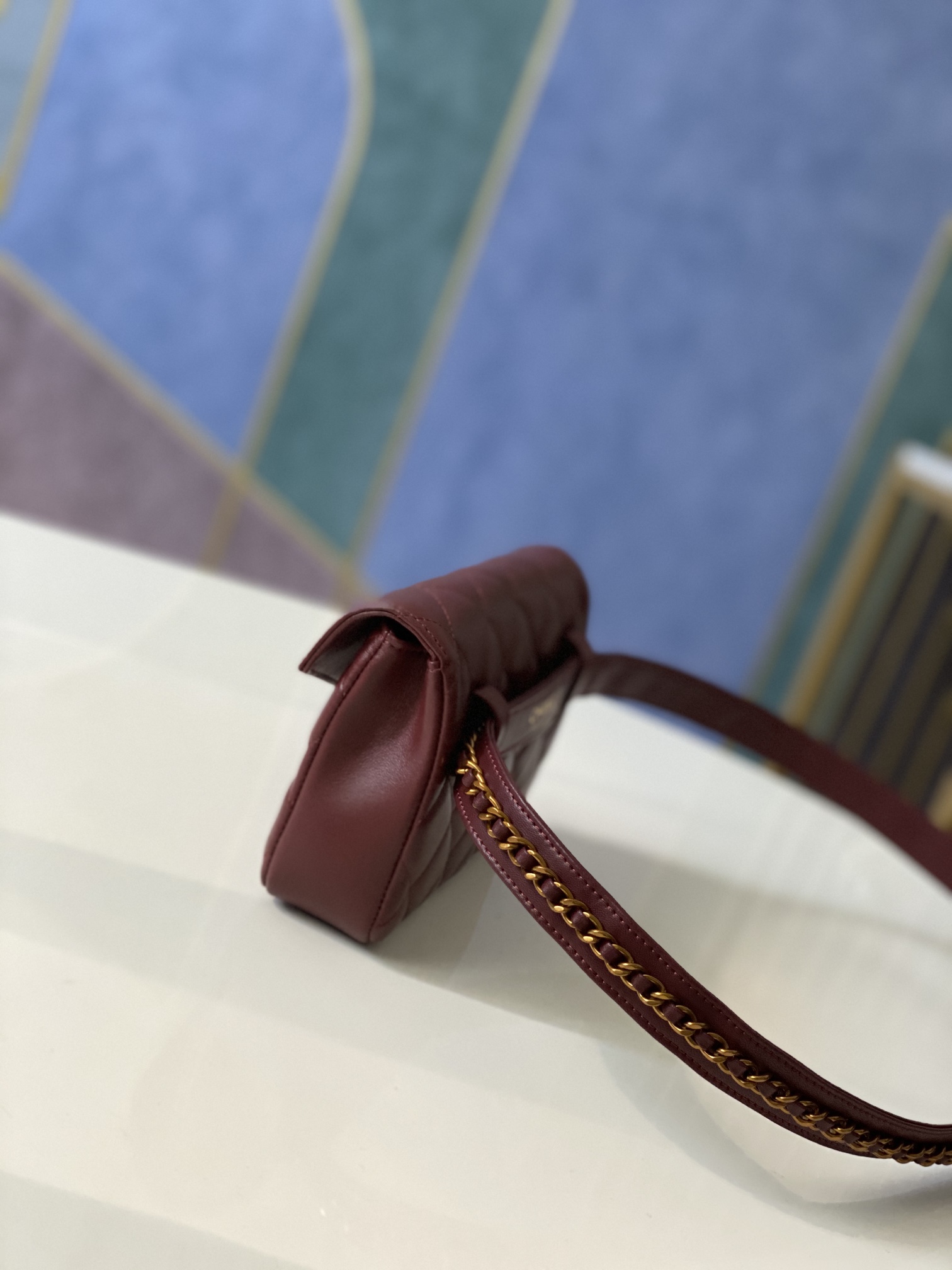 Bagsaa Ch**el Belt bag Burgundy 18*3.5*12cm